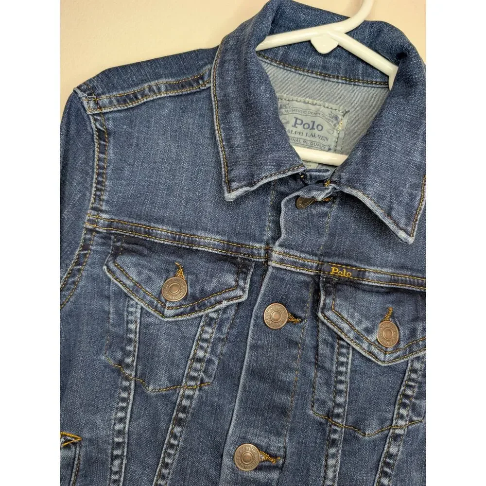 Polo Ralph Lauren Boys Jackets, Blue Denim Button Down Trucker Jacket, M(8/10)